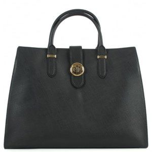 *SOLD* Lauren Ralph Lauren Charleston Saffiano Leather Tote Bag BLACK Large NEW